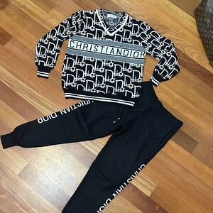 Dior Black and White Sweater and Pants Set